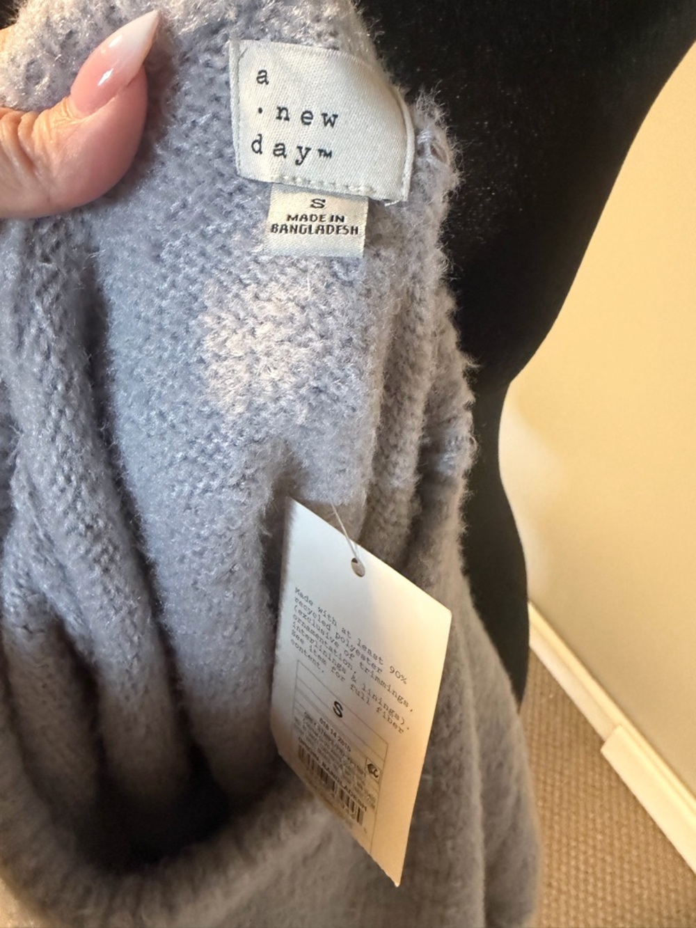 A New Day Gray Striped Fuzzy Knit Sweater Size S NWT - Picture 2 of 3